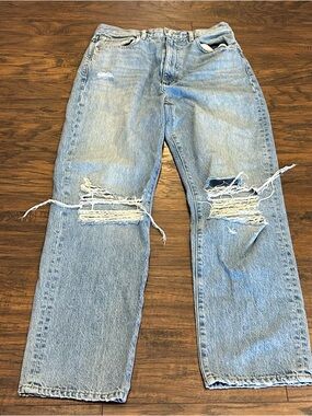 WOMENS SLVRLAKE Dakota Light Blue Distressed Jeans Straight Leg High Rise 28